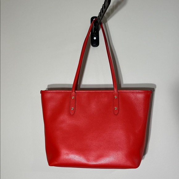 Coach Red Leather City Tote Bag Zip Top - Picture 4 of 11